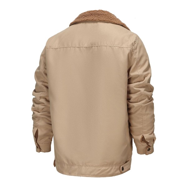 Mænds Vinterjakke Varmt Fleeceforet Frakke Light Khaki 4XL