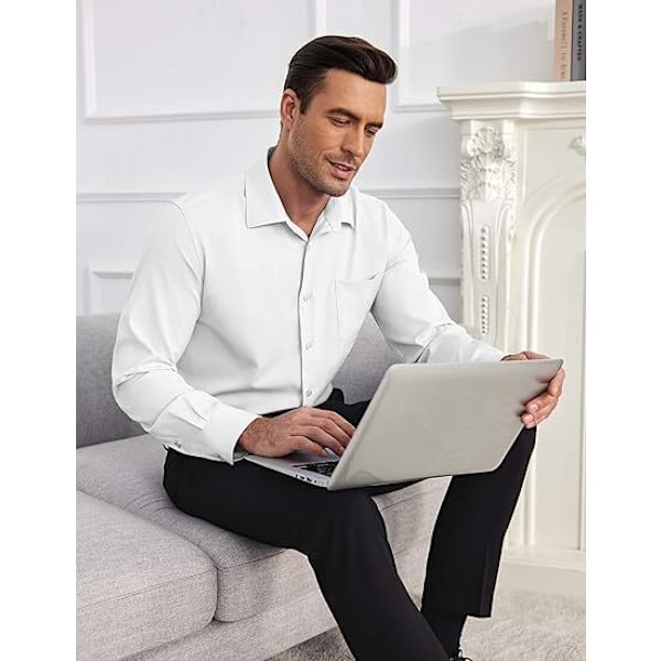 Menners Dress Skjorter Krøllfrie Langærmet Knappeskjorte white 46