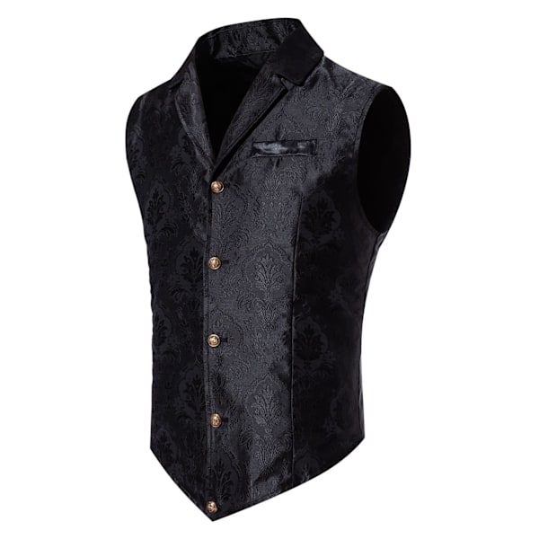 Herrar Väst Paisley Blommig Viktoriansk Västar Gotisk Steampunk Formell Väst Smoking Västar black M