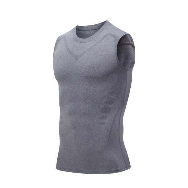 Ionic Shaping ärmlös skjorta, väst i is-silketyg gray2 3XL