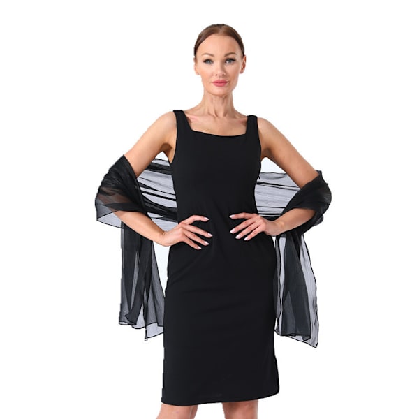 Chiffon Elegant Stole Sjal til Kjole i Forskellige Farver black