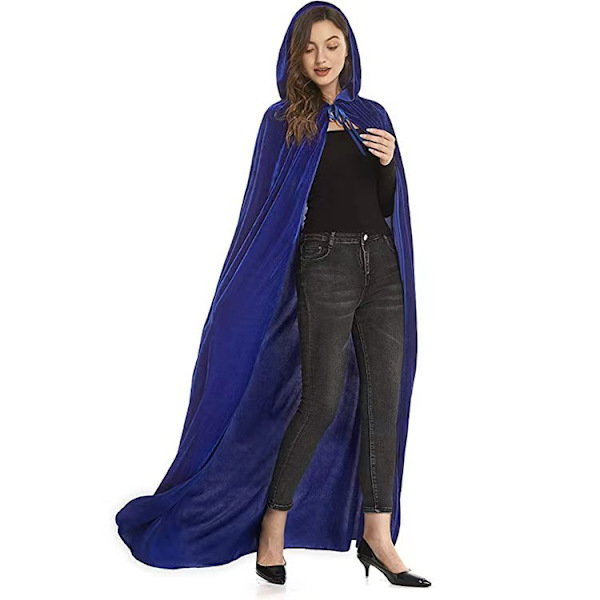 Unisex hettekappe, Halloween-kappe for cosplay blue 140cm without hat