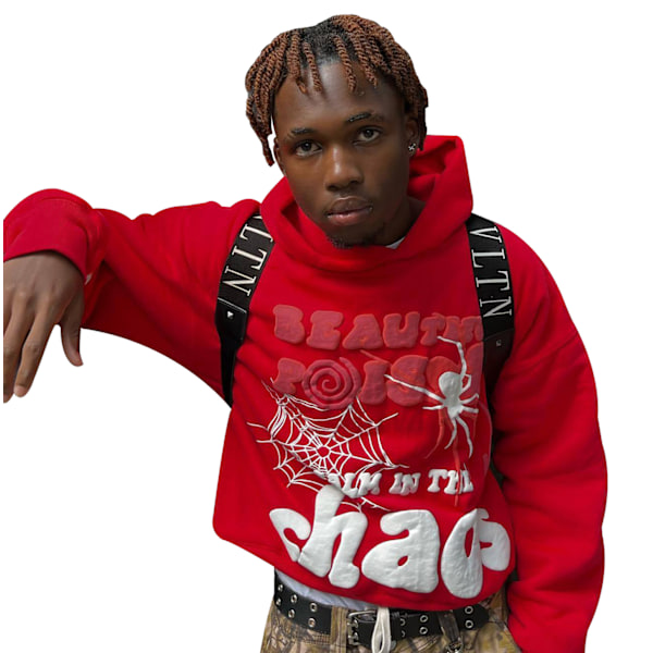 Mænd Y2k Edderkop Mønster Grafisk Vintage Hoodie red M