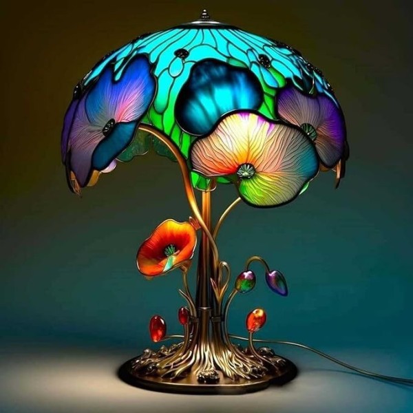 Målat glas Plant Series Bordslampor, Vintage Bordslampor Sänglampor E