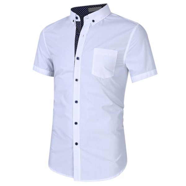Miesten lyhythihainen rento paita taskulla white XL
