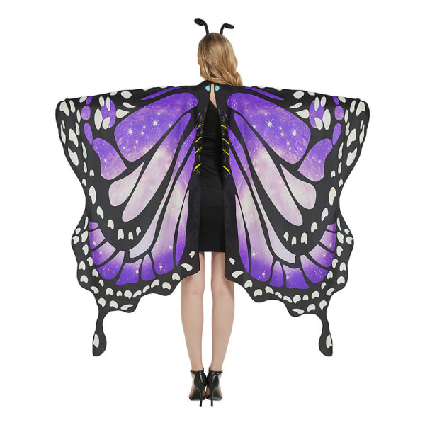 Butterfly Wings Vuxen, 3-delad Set Butterfly Cape, Cosplay Fancy Dress Blue