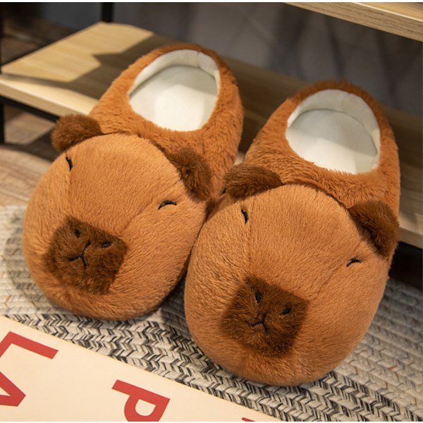 Capybara Bomulds-Tøfler Bløde Anti-Skrid Sikre Varme Plys Sko Par Tøfler