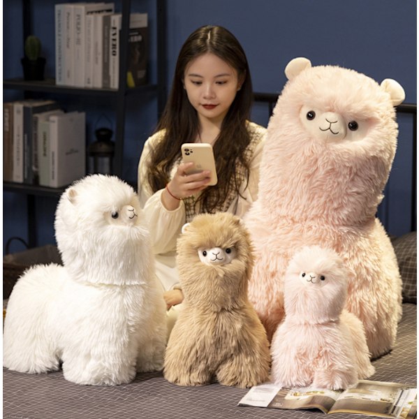 Alpaca Plussjeleketøy Myk Lama Stoffdyr Plushie Stuffet Lama Alpaca Plussj brown 40cm