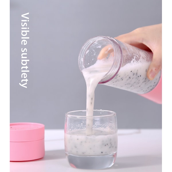 Bærbar Fruktjuiceblender Personlig Elektrisk Mini-flaske Hjem USB 6 Blader pink