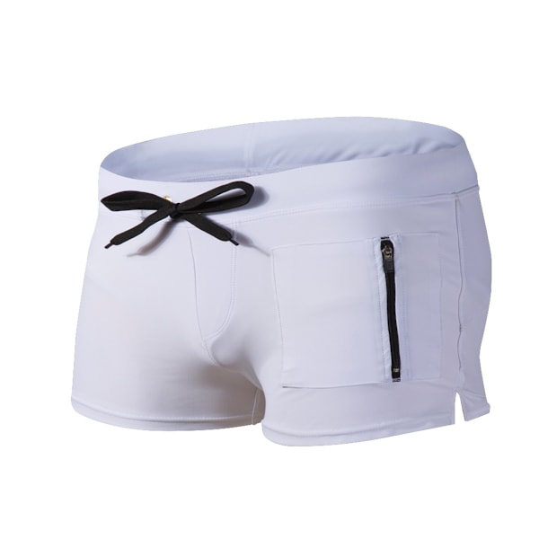 Sexig baddräkt strand snabbtorkande badbyxor herr badkläder boardshorts white S