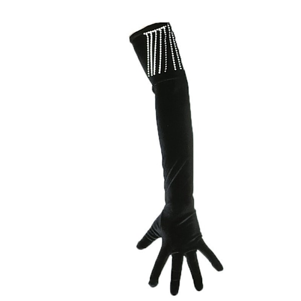 Juhlatyyliset hanskat 20-luvun Flapper Gatsby -asusteet Sametti black