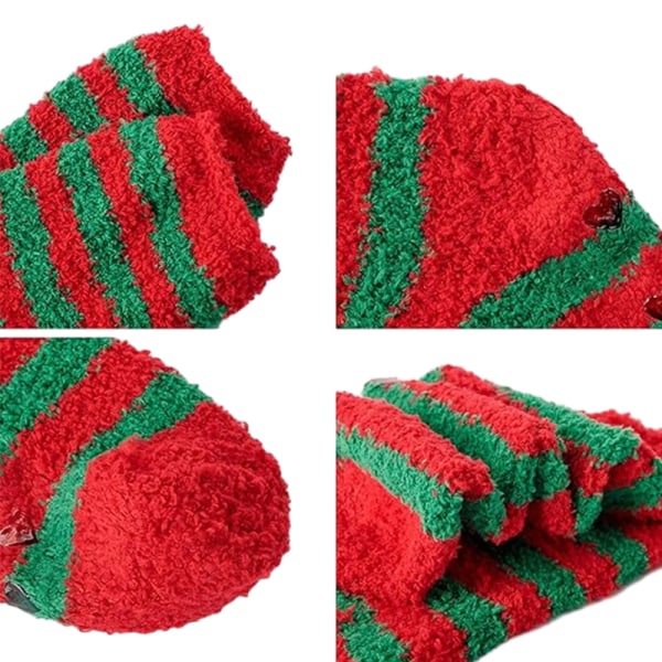 Sherpa anti-sladd strumpor för kvinnor, mysiga Fuzzy Warm Socks Julstrumpor Santa