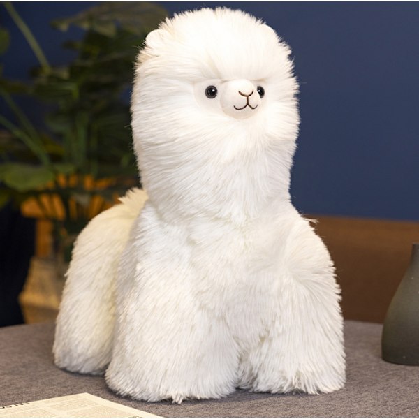 Alpaca Plussjeleketøy Myk Lama Stoffdyr Plushie Stuffet Lama Alpaca Plussj white 40cm