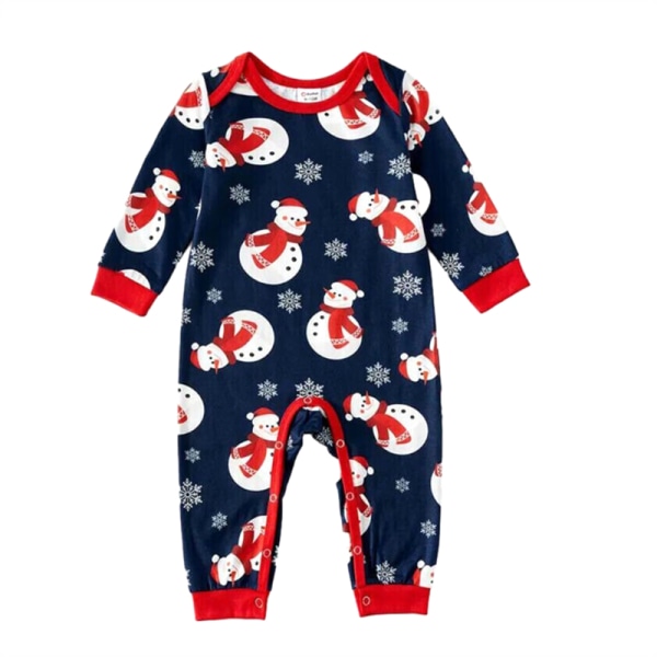 Julepyjamas for Barn, Voksne og Familie - Matchende Snømann-Pyjamas Baby 6M