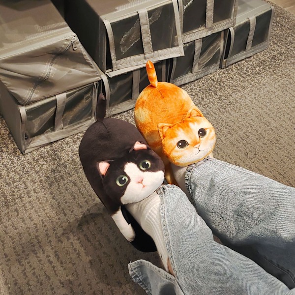 Myke Katt-Topplapper for Kvinner, Komfortable Plysj Varme Slip-on Topplapper Ginger cat Ginger cat