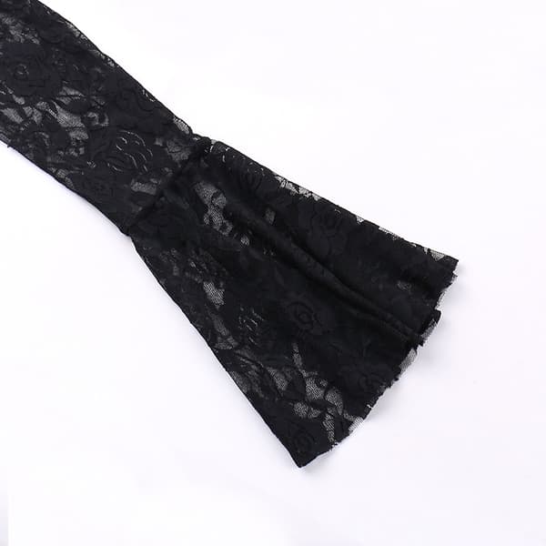 Gotisk Slim Lace Lång Goth Klänning Kläder S
