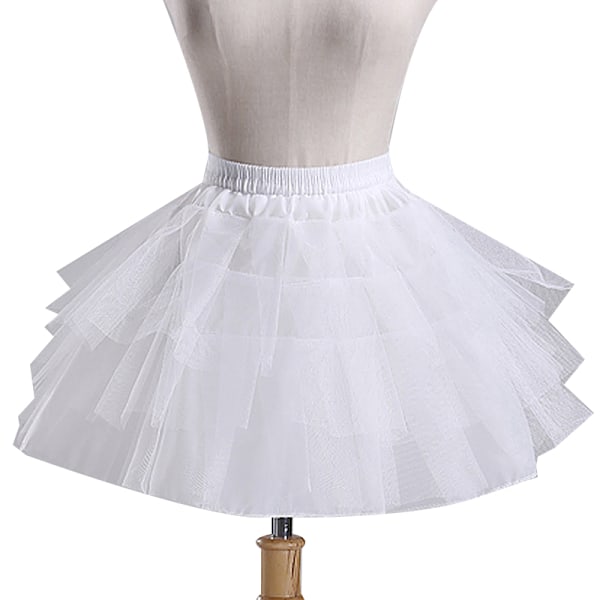 Petticoat for kvinner og jenter - Kort halvskjørt underskjørt for Lolita Cosplay White