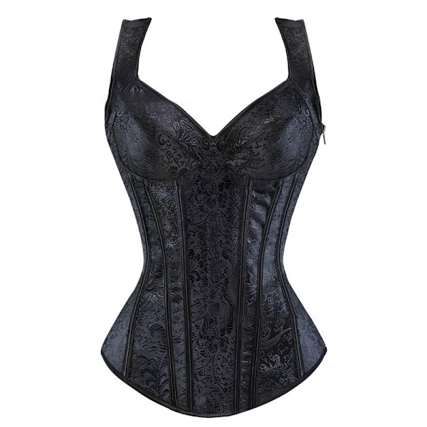 Halter-korsett i jacquardvev, gotisk punk-bustier, formende undertøy Black 4XL