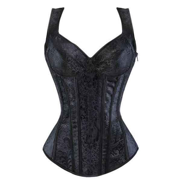 Jacquard-kudottu halter-korsetti, goottilainen punk-bustier, muotoileva alusasu Black 6XL