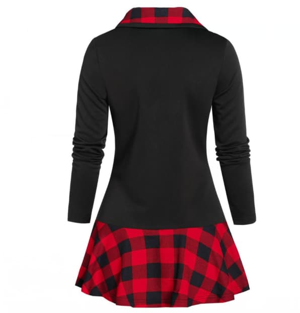 Dame Langærmet Cowl Hals Formfitting Casual Tunika Top Bluser red 2XL
