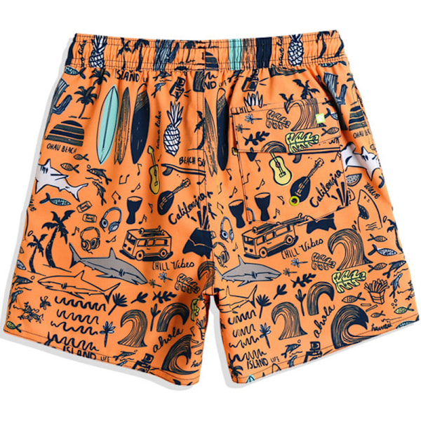 Guttes Hawaii Badedrakt - Badebukser for gutter - Svømmeshorts - Badetøy Orange 1 3XL