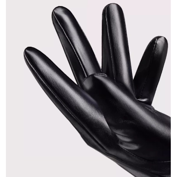 1 Par Full Finger Svarta Ridhandskar Män PU Läderhandske style3