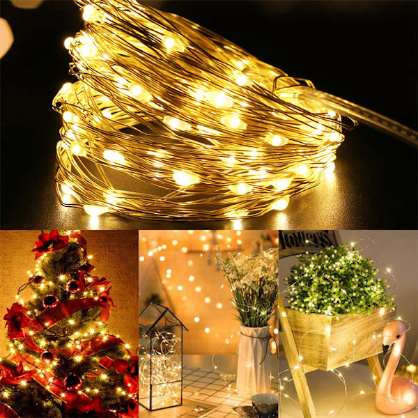 Fe Fairylys Micro Ris Lys Kobbertråd Julelys 20LED Batteridrevet Warm White 2m20LED