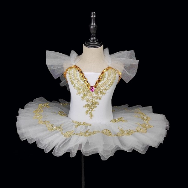 Balettimekko Tytöille Lapsille Romanttinen Tutu Esitysvaatteet Ballerina Mekko white 130cm