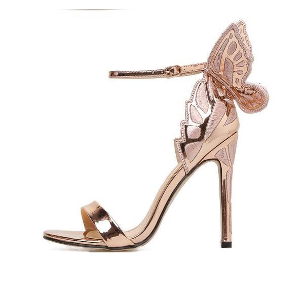 Butterfly Wings Peep Toe Pumps Kvinder Sandaler Stiletto Høj Hæl Spænde pink 37