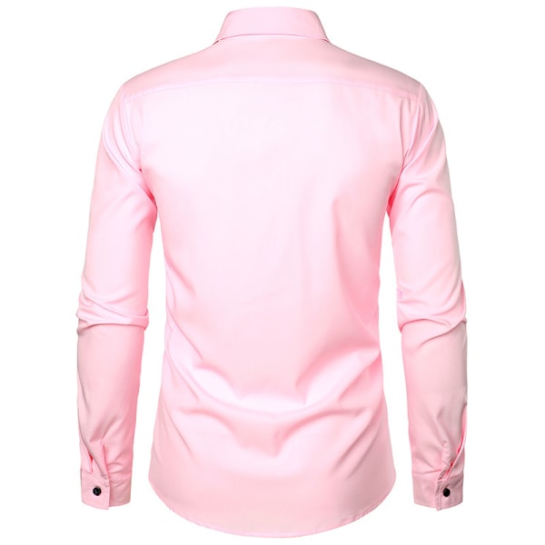 Herr Tuxedo Skjortor Slim Fit Volang Bröllop Middag Toppar Skjortor pink M