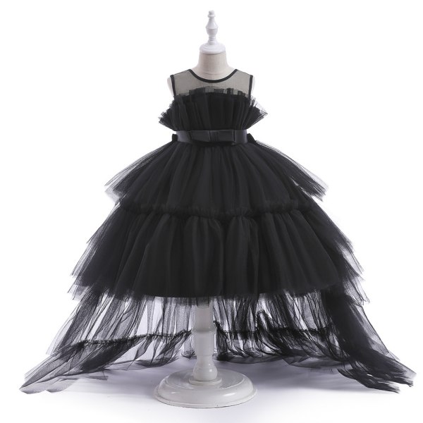 Spædbarns Baby Piger Ruffle Ball Gown Fest Pageant Blonder Kjole Black 110cm