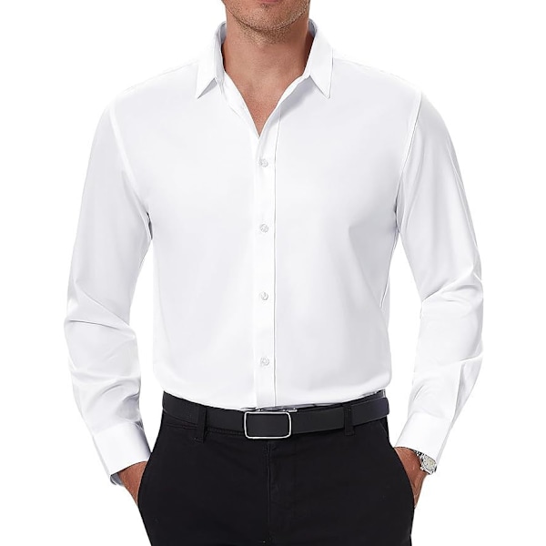 Herrar Dress Shirts Skrynkelfria Långärmad Knappskjorta white 43