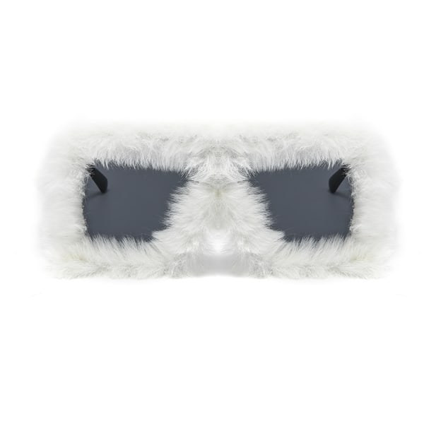 Kvinners Fuzzy Square Cat Eye Solbriller Fest Maskerade Disco Briller White