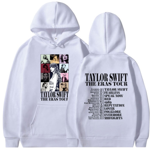 Tylor Hoodie Casual Sweatshirts til Mænd og Kvinder, Singer Graphic Hoodies Trøje White L