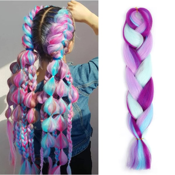 Färgmix Fläthår Extensions Jumbo Hår Regnbågsfärg Flätade Peruker Color 3