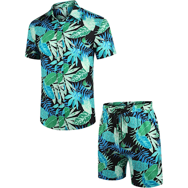 Hawaiiskjorte og shorts for menn green XL