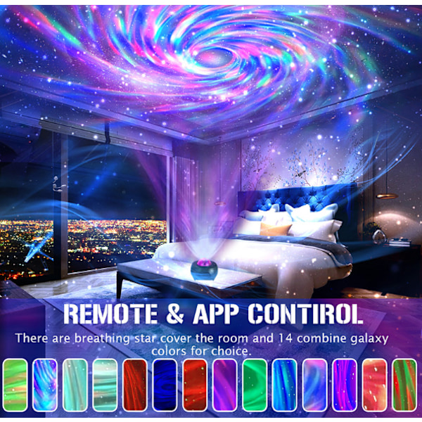 Stjernehimmel Galaxy Lampeprojektor LED Nattelys Med Fjernkontroll