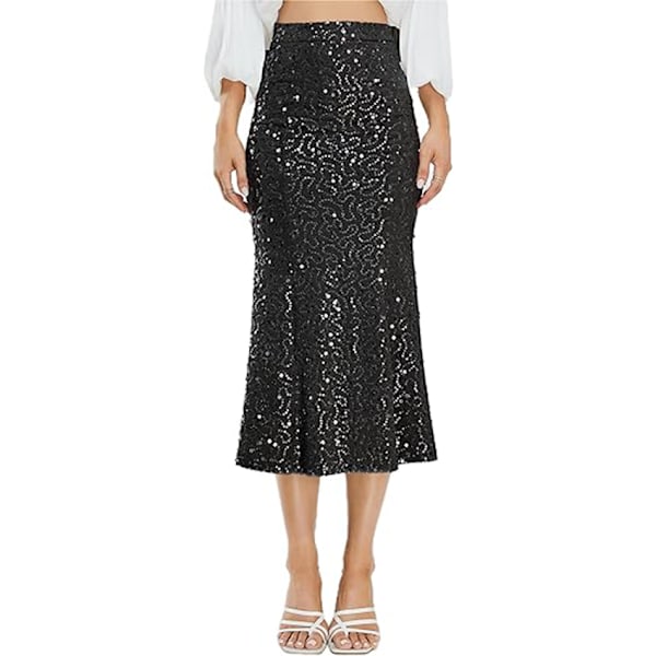 Kvinnors Sekvens Kjolar Glittrande Stretch Bodycon Midi Mermaid Kjolar 2XL
