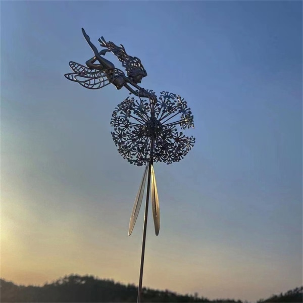 Fairy Steel Garden Sculptures Blomma Fairy Dans med maskros trädgård konstskulptur Upgraded F1