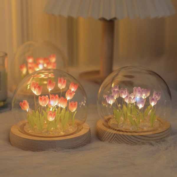 DIY Ruusu-Tulppaani Kukkakoriste Yövalo Colorful
