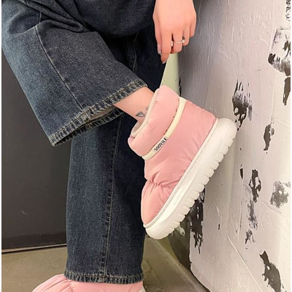 Vinterstøvler til kvinder, varme, vatterede, vandtætte, i bomuld pink 40—41