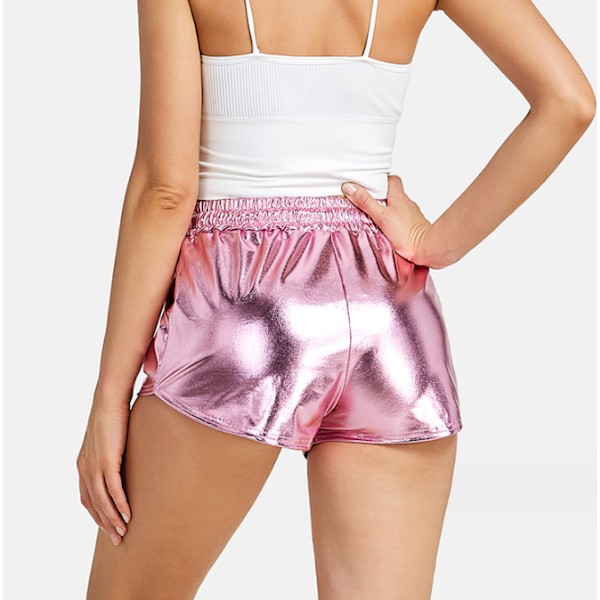Naisten Metallinhohtoiset Shortsit Kesäiset Kimaltavat Kuuma Asuste Kiiltävät Lyhyet Housut pink M