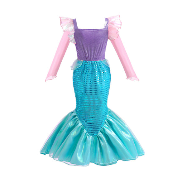 Sjöjungfrudress för flickor 3-8 år födelsedagspresent 120cm