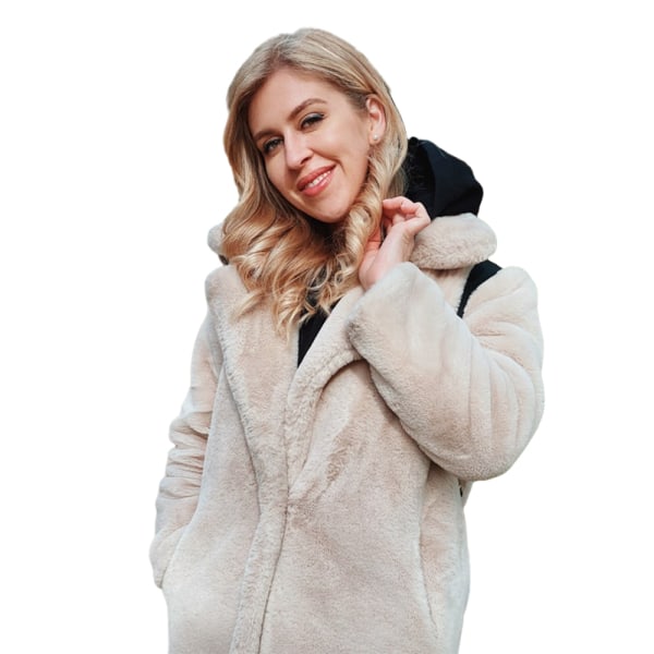 Kvinnor Vinterkappor i fuskpäls, ytterkläder Öppen framsida lång kofta överrock White XXL