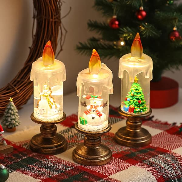 Juletre Snøkule Lys 4 Design Snøfnugg Dekorlampe style2