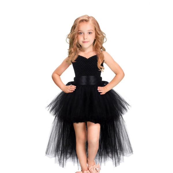 Flickor Tulle Klänning Semesterfest Bal Klänningar Black 6T(110-120cm)