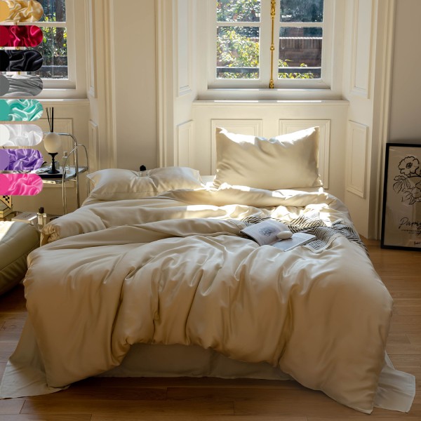 Satin Silkesmjukt täcke Lyxigt Supermjukt Sängkläder i mikrofiber Set cover White 1.5m(200*230cm)