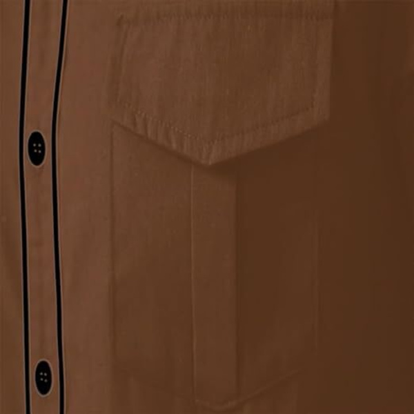 Miesten rento pitkähihainen napitettu paita, jossa on brodeeraus Brown 1 M