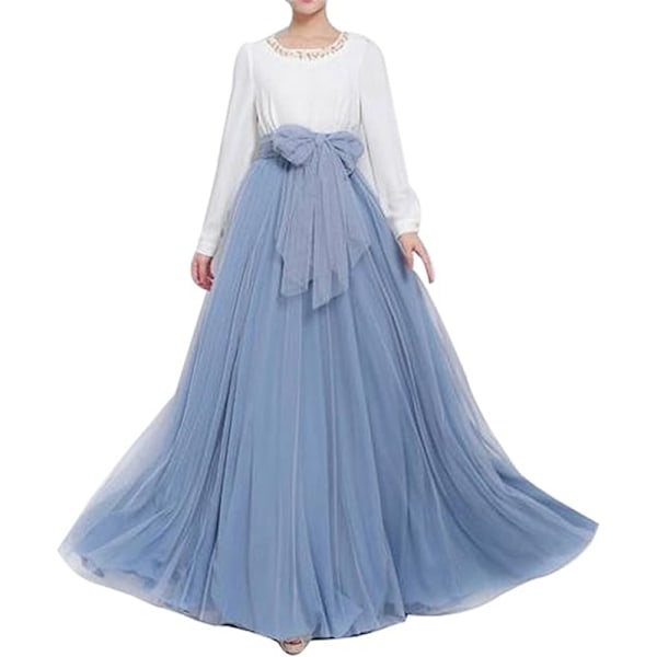 Dame Bryllup Lang Maxi Puffy Tyl Nederdel blue M