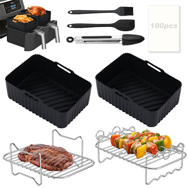 2 stk Luftfrityrkurv Kompatibel med Ninja Food Dual Zone Luftfrityr